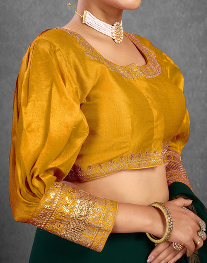 Turmeric Yellow Silk Plain Sequence Blouse