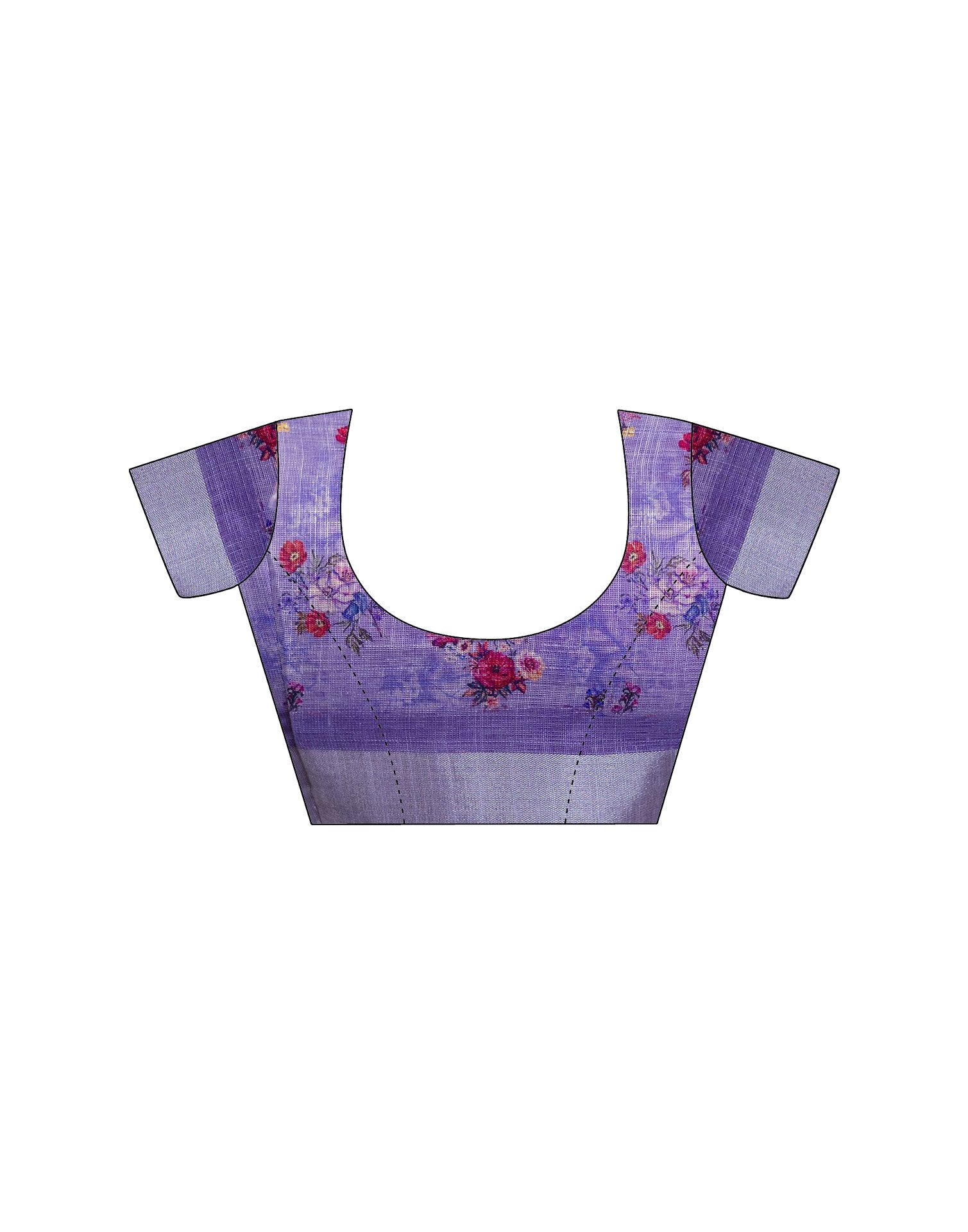 Ready To Wear Light Purple Linen Floral Printed Saree