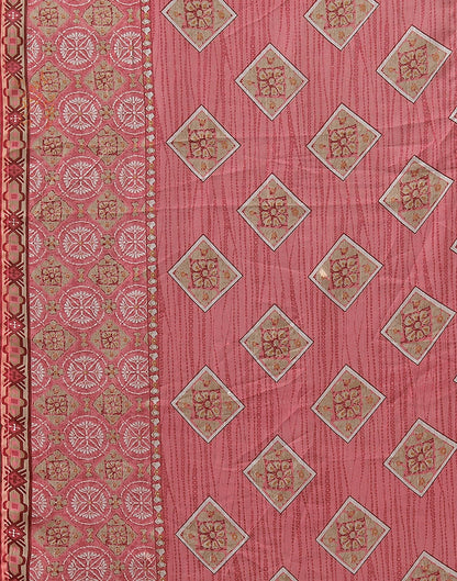 Pink Printed Cotton Straight Kurta With Pant And Dupatta | Sudathi