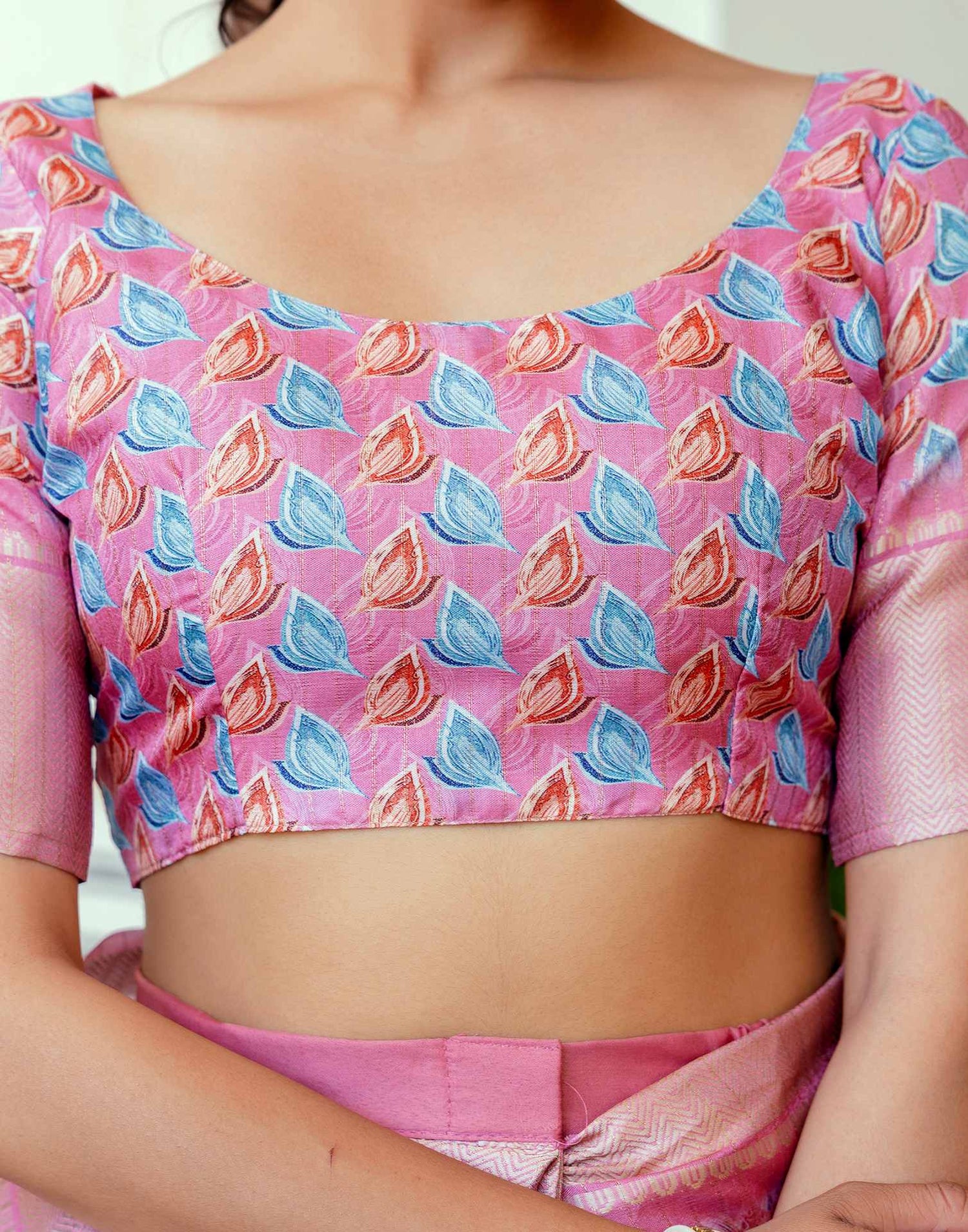 Ready To Wear Mauve Dola Silk Woven Border Printed Saree