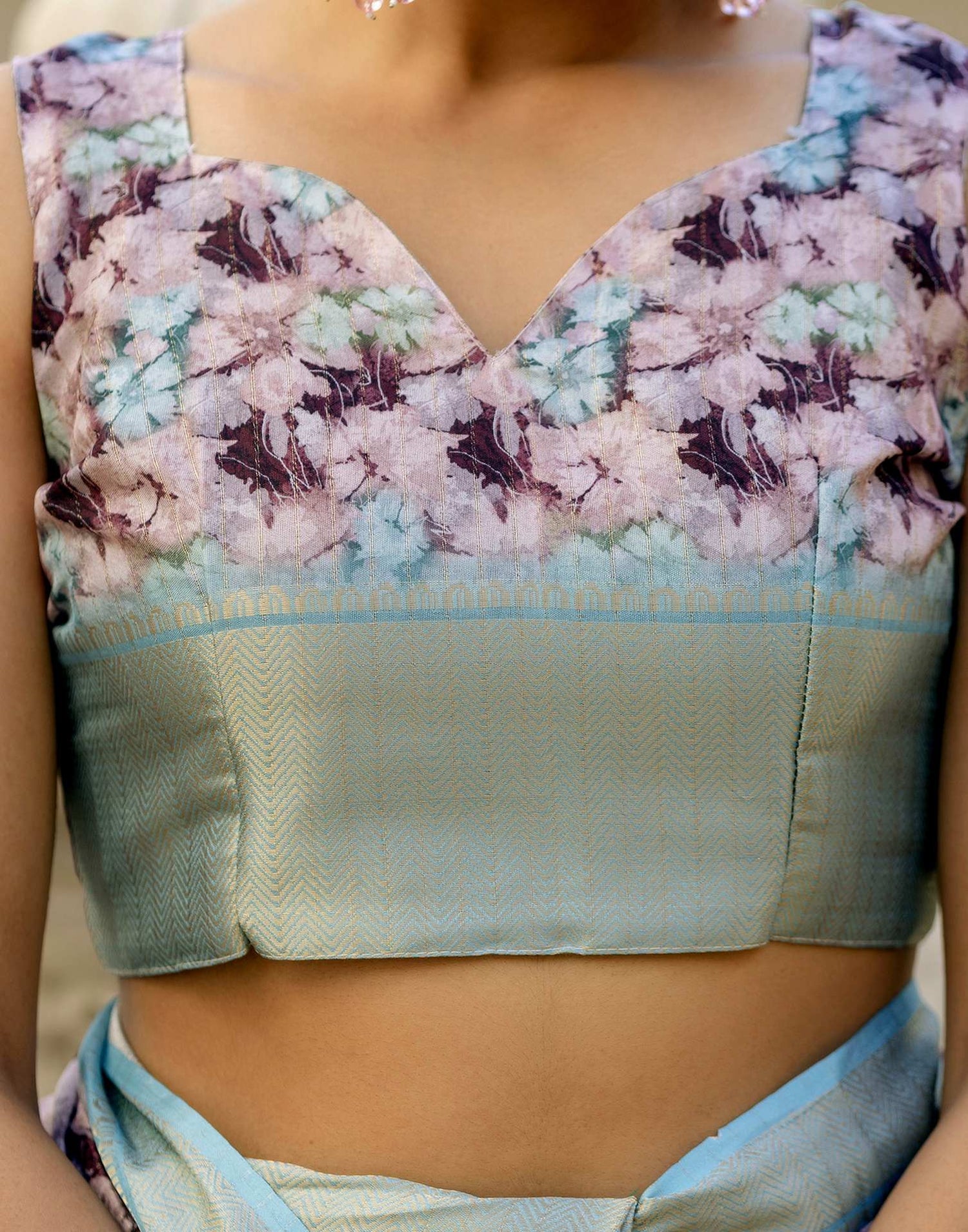 Ready To Wear Dusty Mauve Dola Silk Woven Border Printed Saree