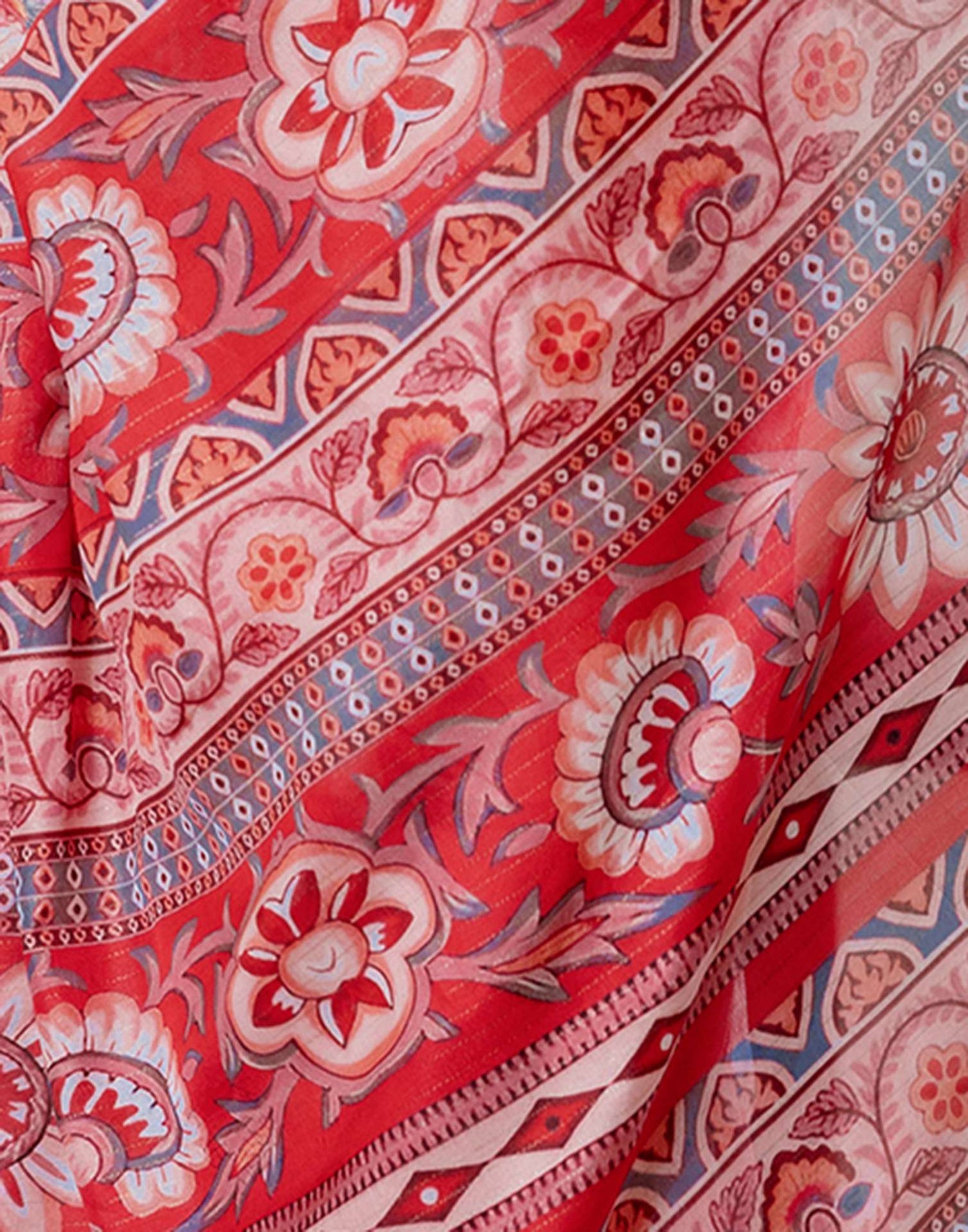 Ready To Wear Peach Dola Silk Woven Border Floral Printed Saree