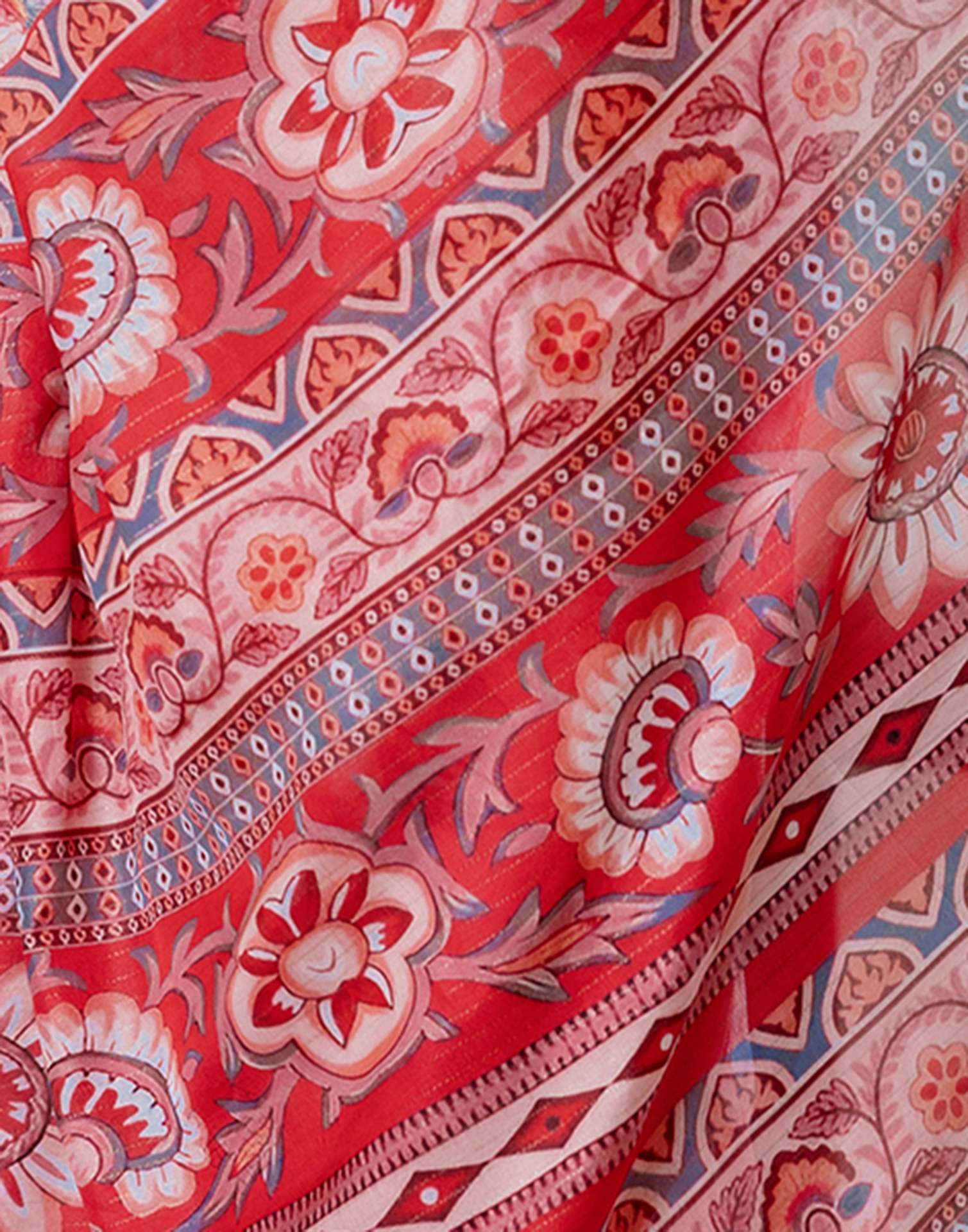 Ready To Wear Peach Dola Silk Woven Border Floral Printed Saree