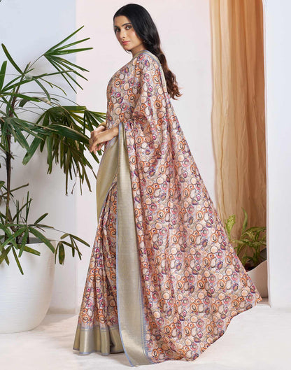 Ready To Wear Grey Dola Silk Printed Saree