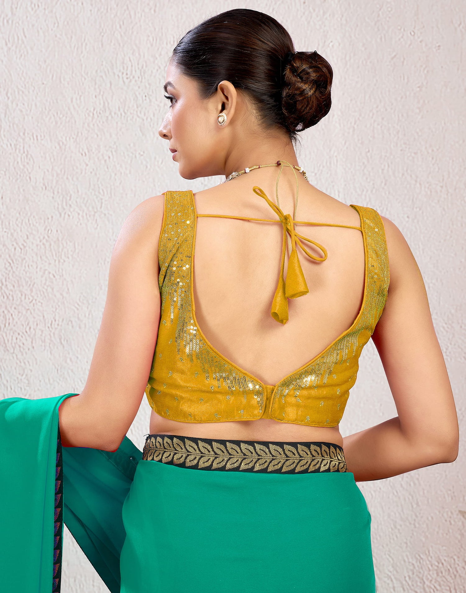 Yellow Silk Plain Embroidery Blouse