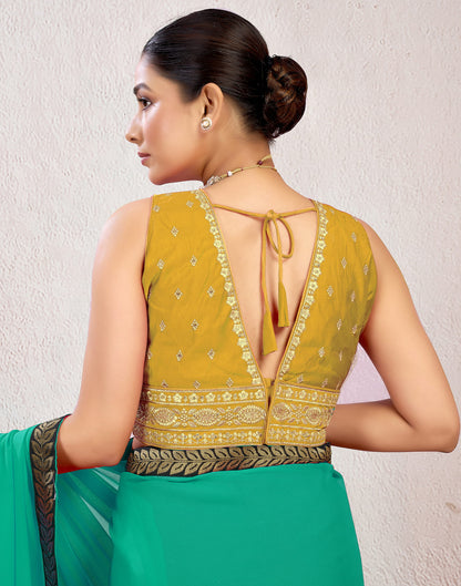 Turmeric Yellow Silk Plain Embroidery Blouse