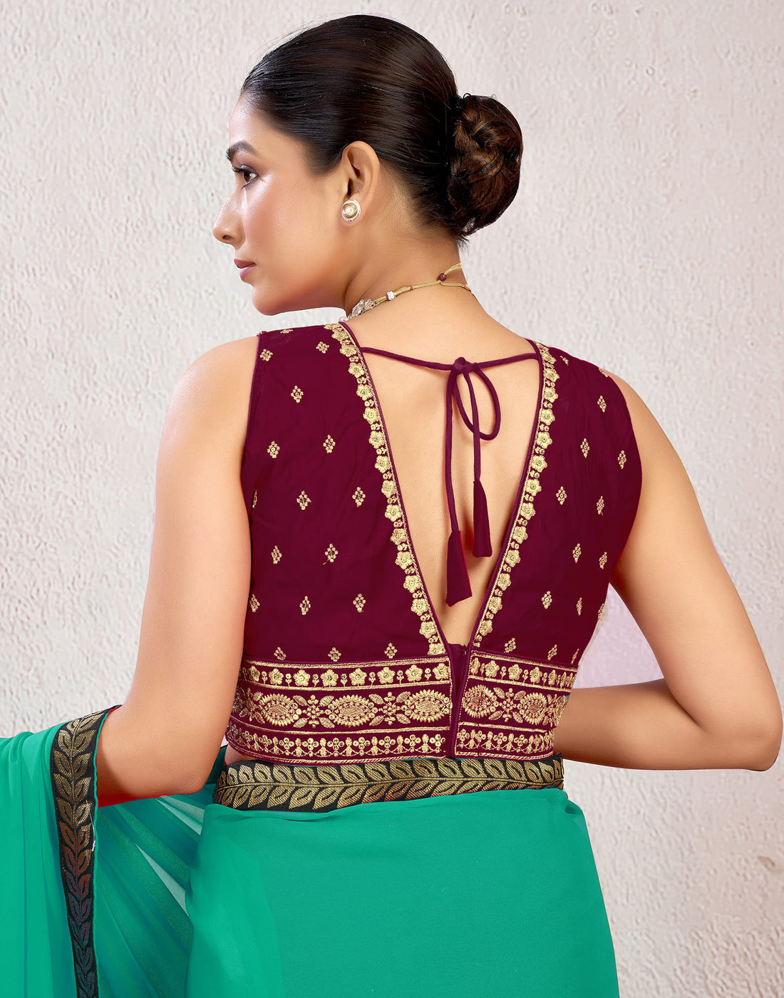 Maroon Silk Plain Embroidery Blouse