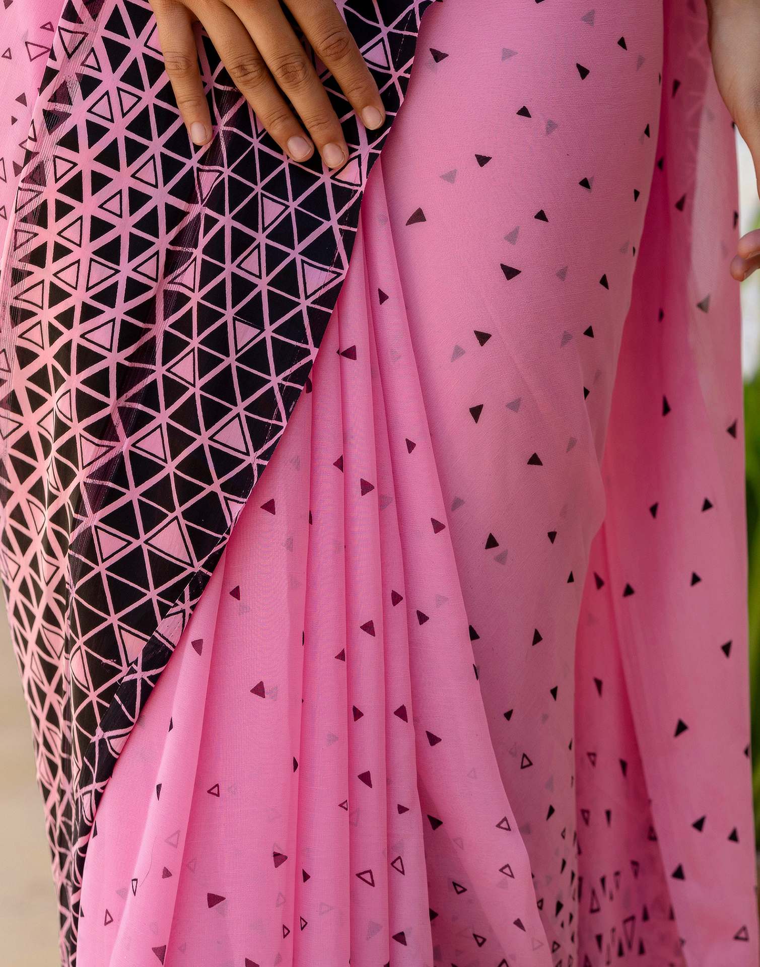 Ready To Wear Pink Georgette Printed Saree