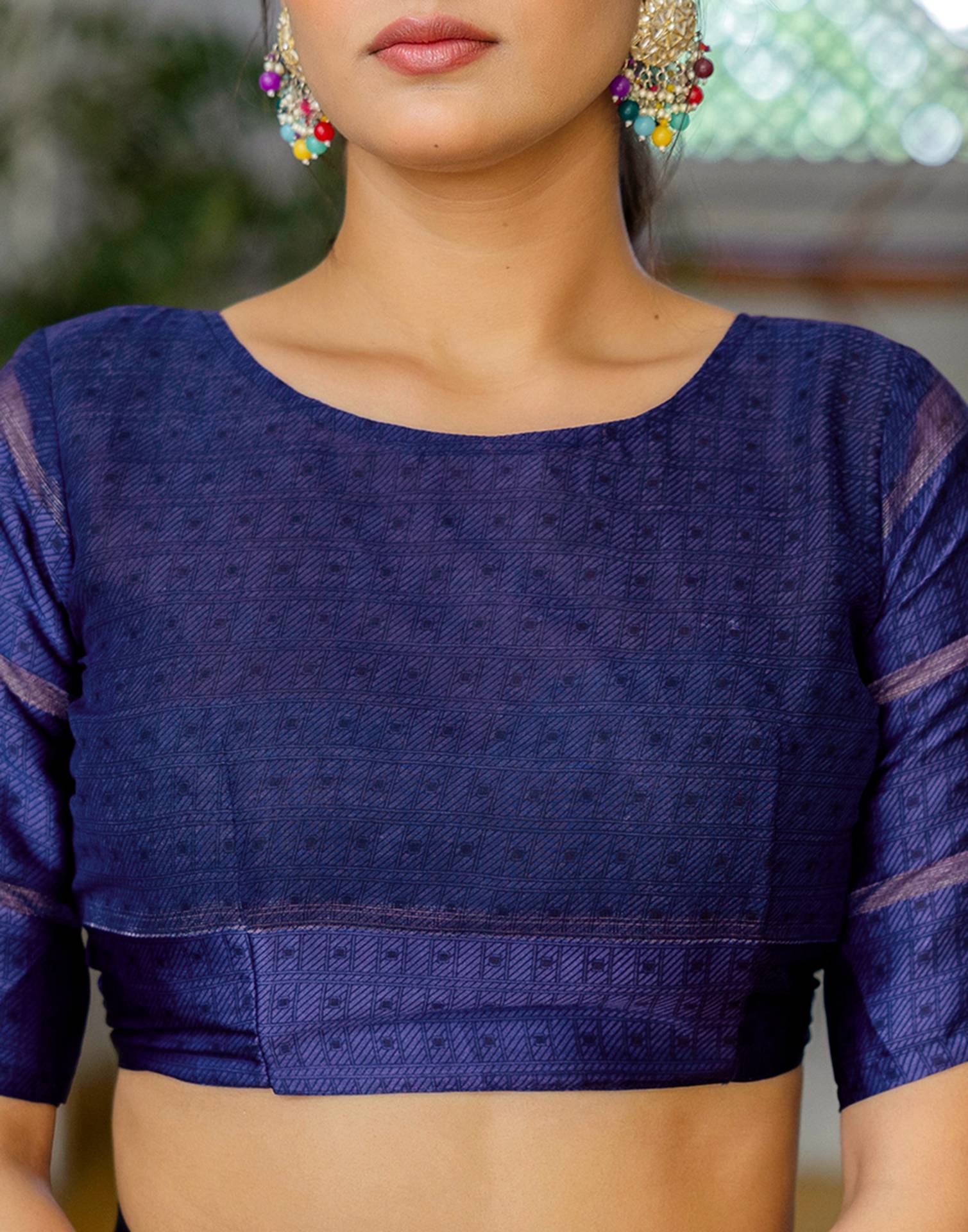 Ready To Wear Navy Blue Georgette Floral Printed Saree