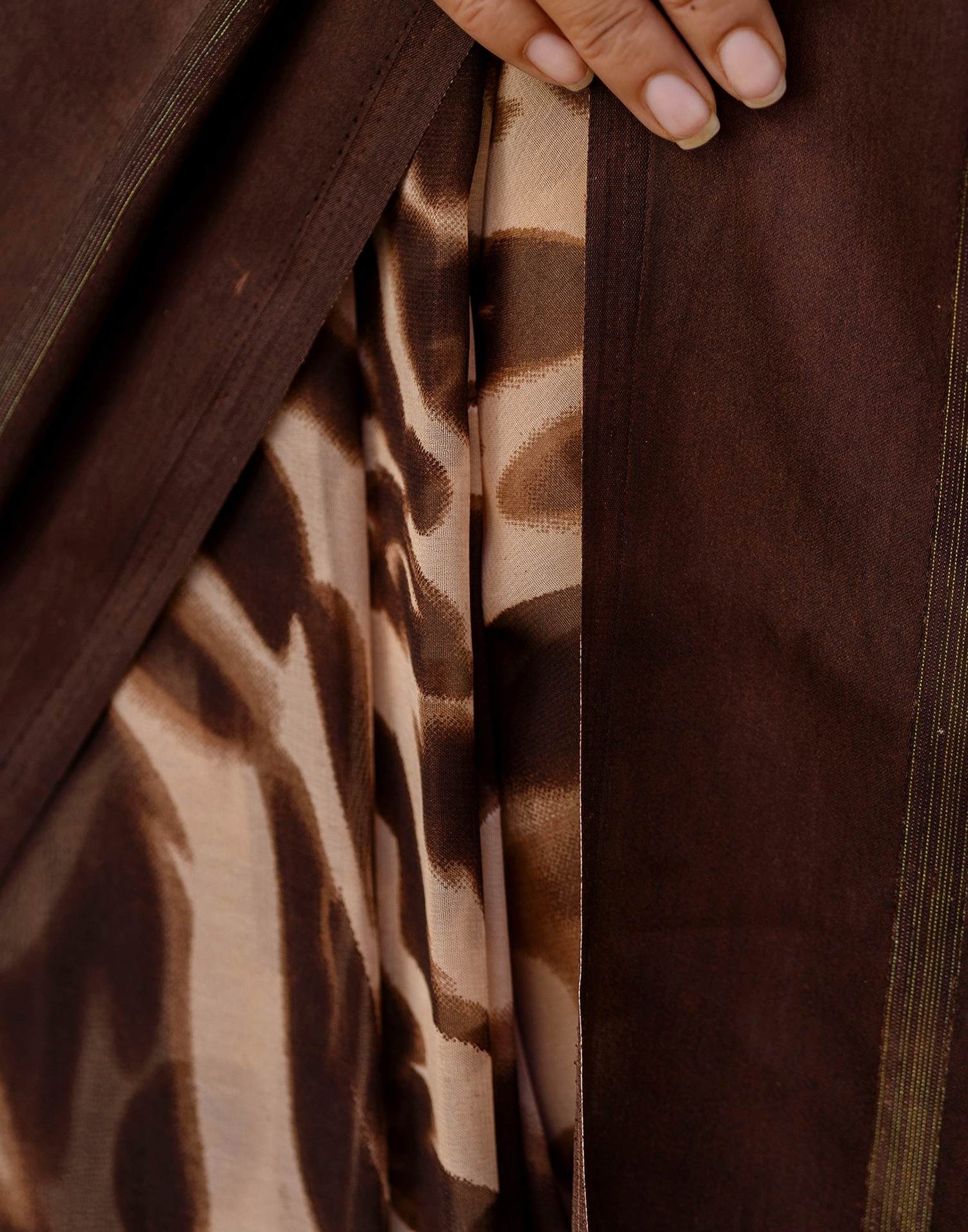 Ready To Wear Dark Brown Georgette Printed Saree