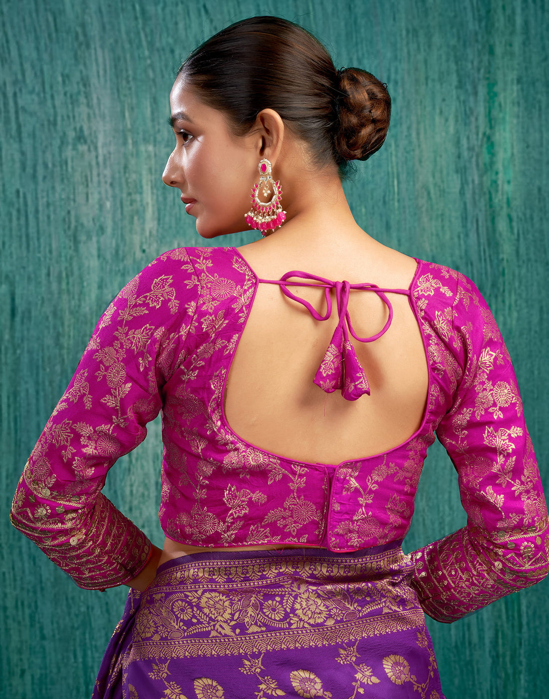 Rani Pink Silk Plain Embroidery Blouse