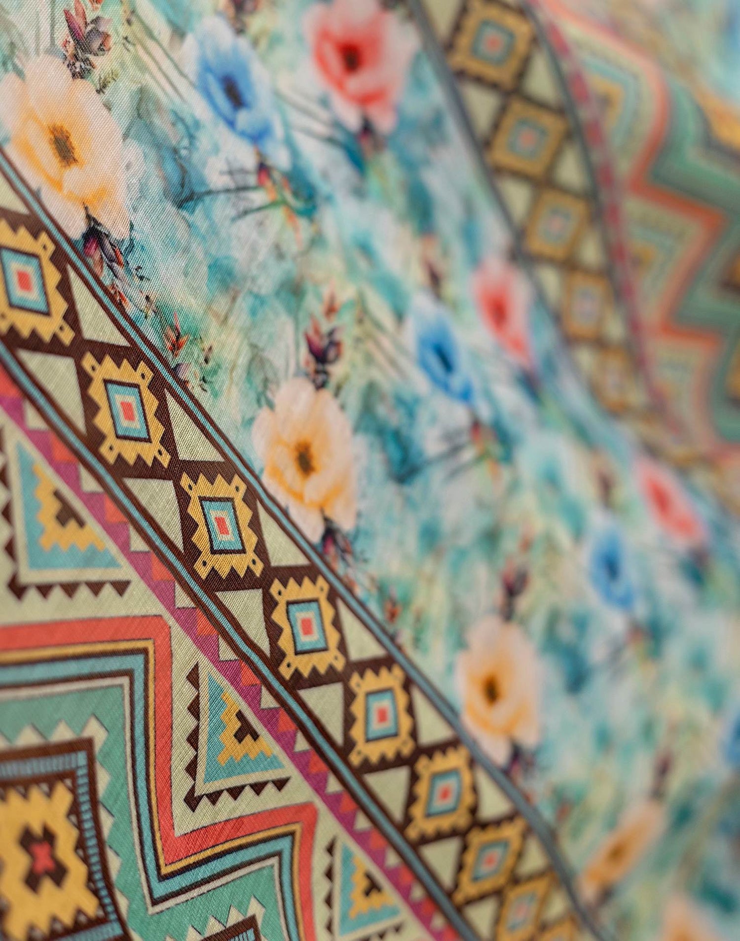 Ready To Wear Teal Green Linen Woven Border Printed Saree