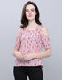 Pink Coloured Crepe Printed Partywear Top | Sudathi