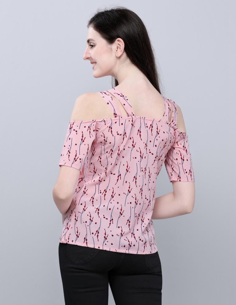 Pink Coloured Crepe Printed Partywear Top | Sudathi