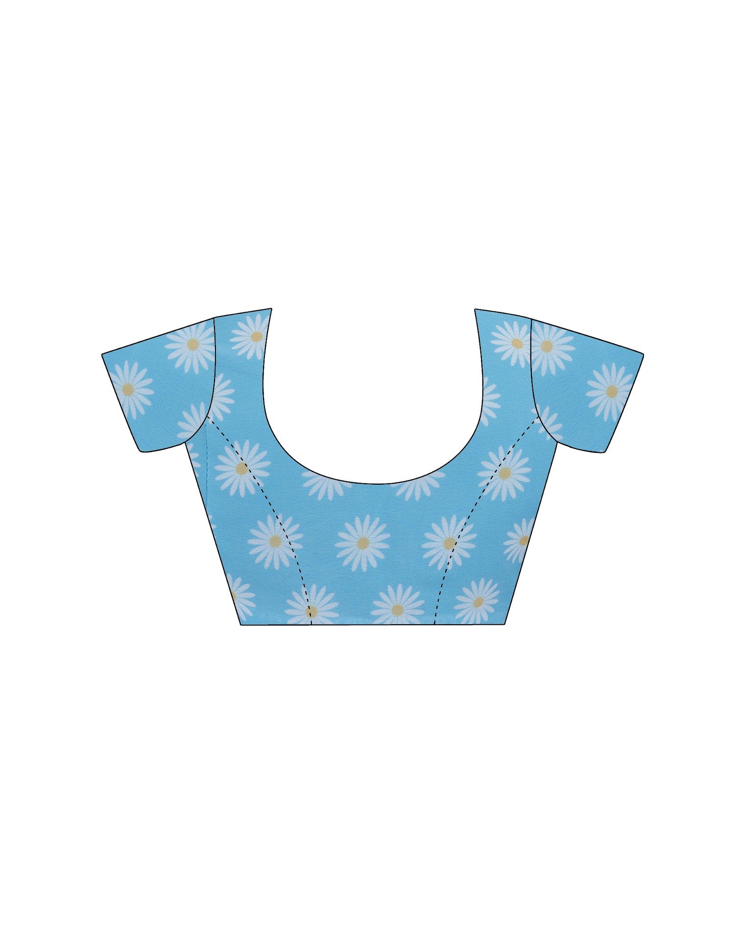 Ready To Wear Light Blue Georgette Floral Printed Saree