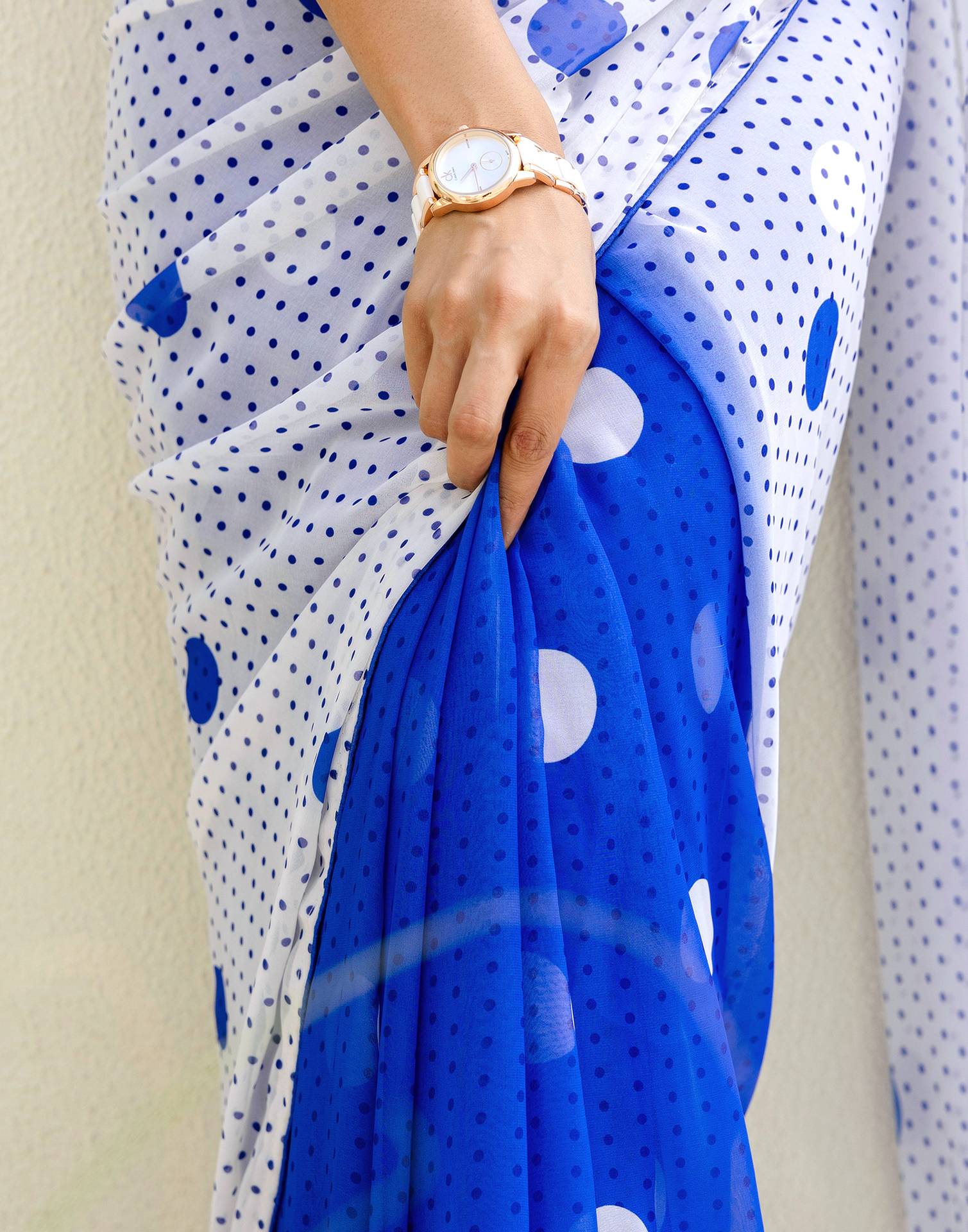 Ready To Wear White Georgette Printed Saree
