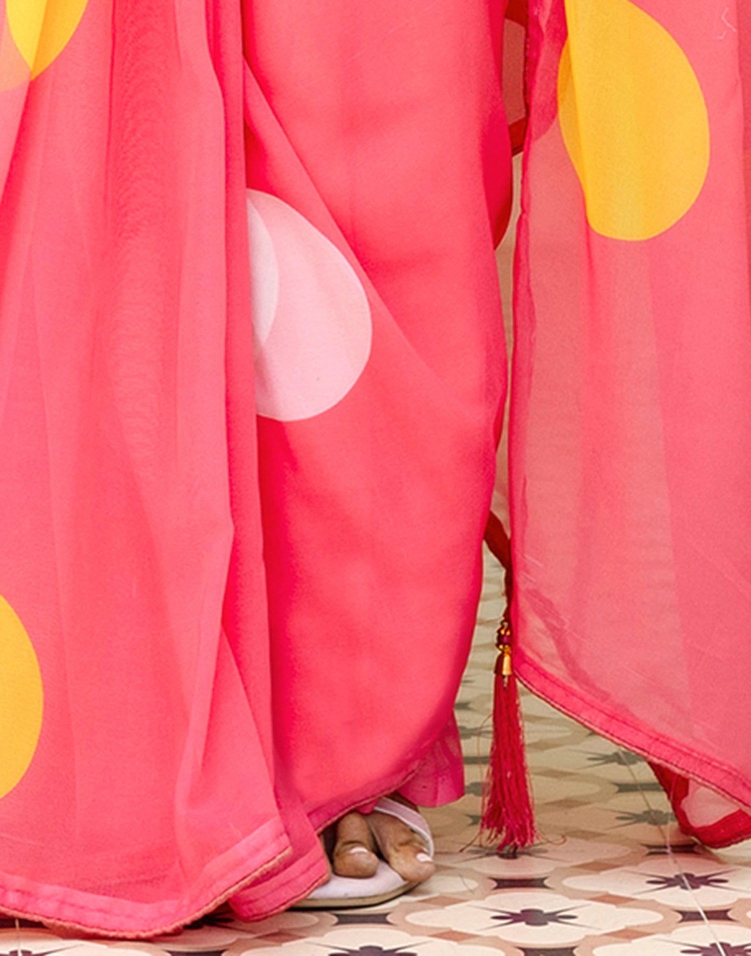 Ready To Wear Blush Pink Georgette Printed Saree