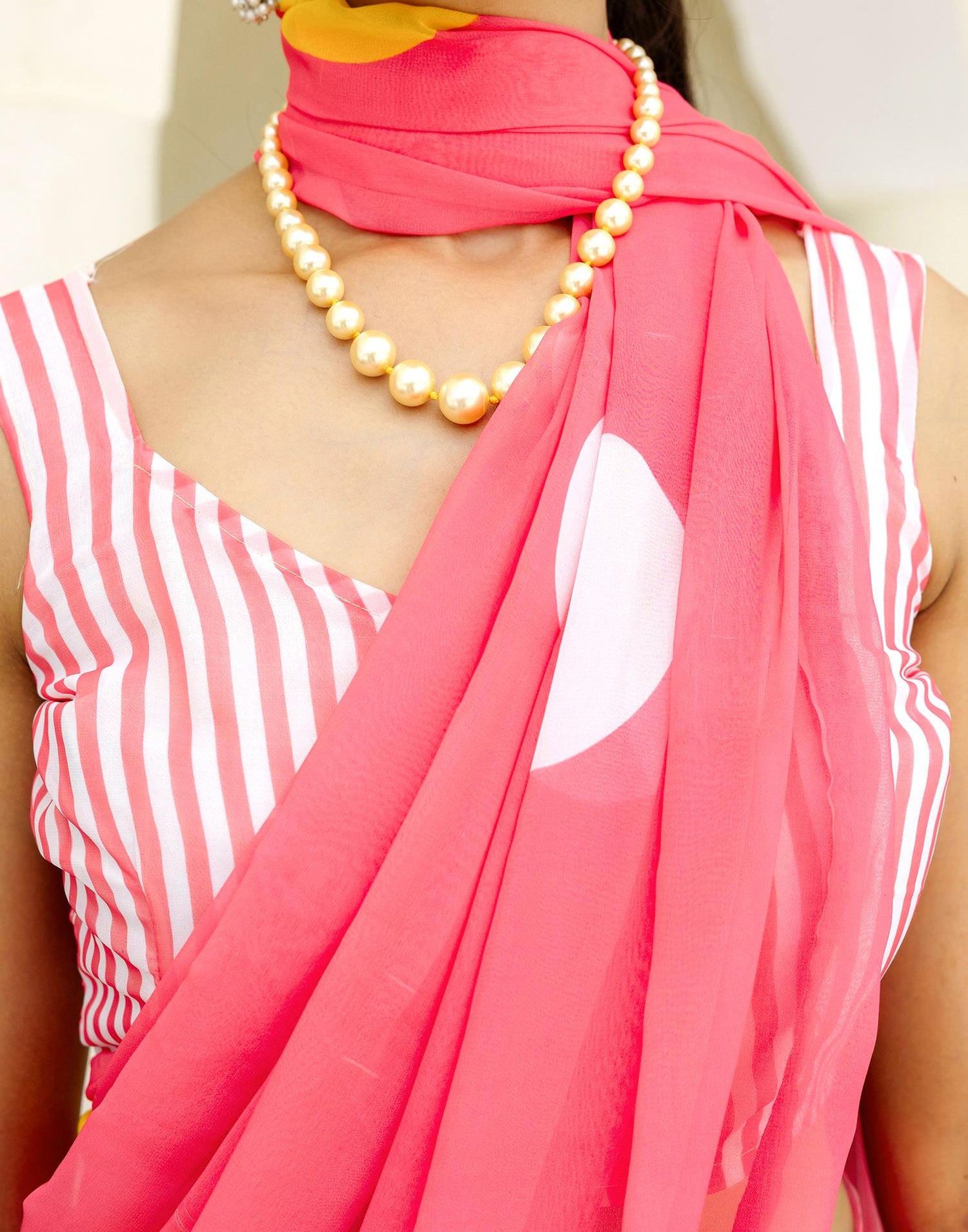 Ready To Wear Blush Pink Georgette Printed Saree