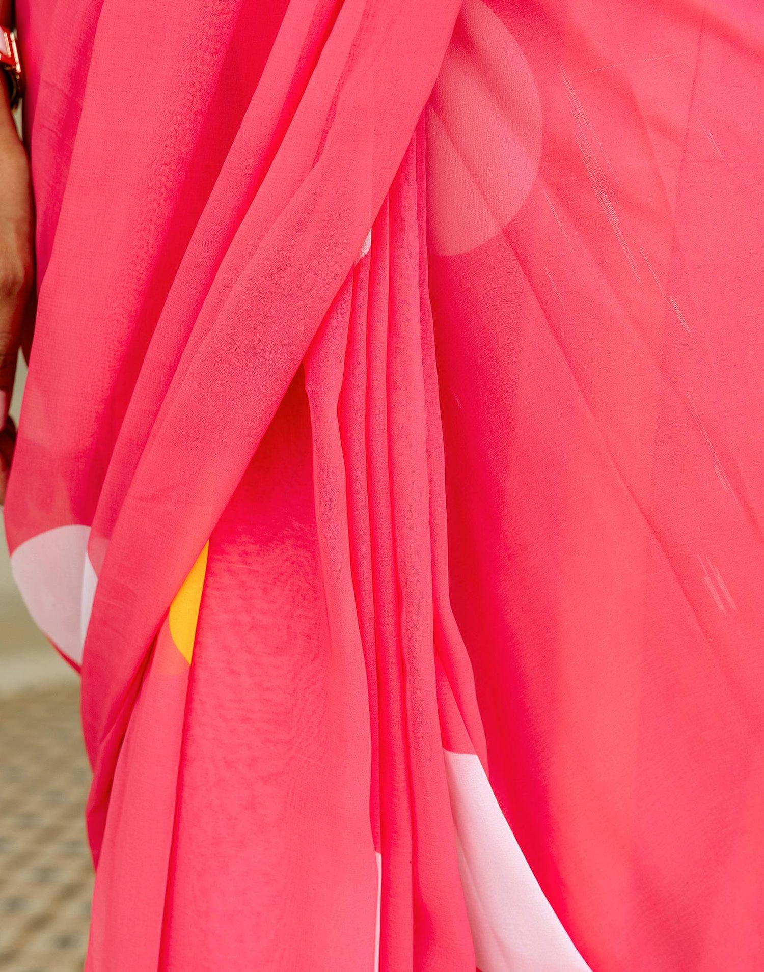 Ready To Wear Blush Pink Georgette Printed Saree