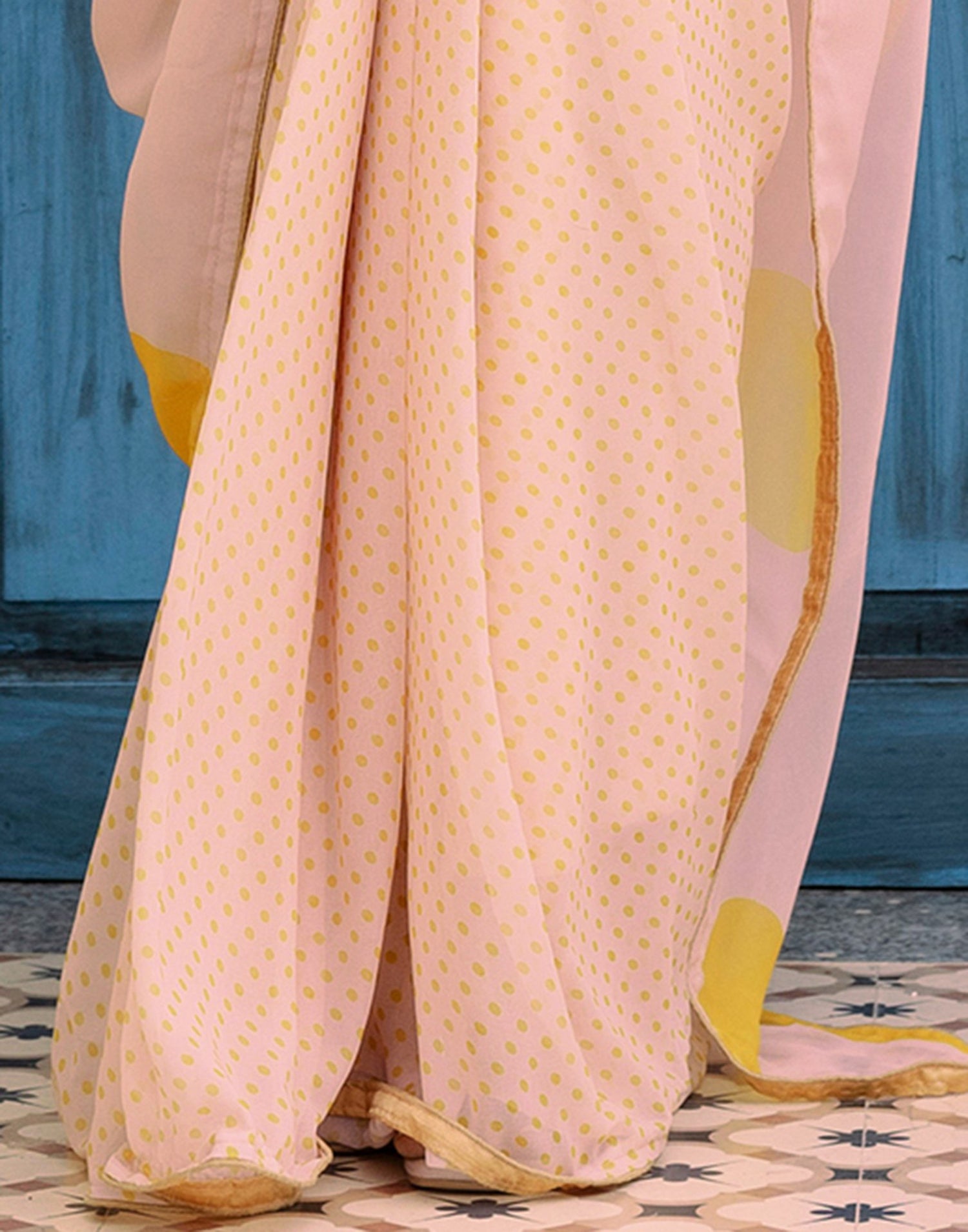 Ready To Wear Dark Cream Georgette Printed Saree