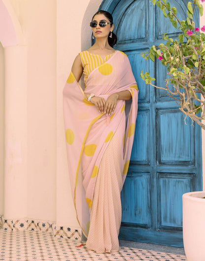 Ready To Wear Dark Cream Georgette Printed Saree