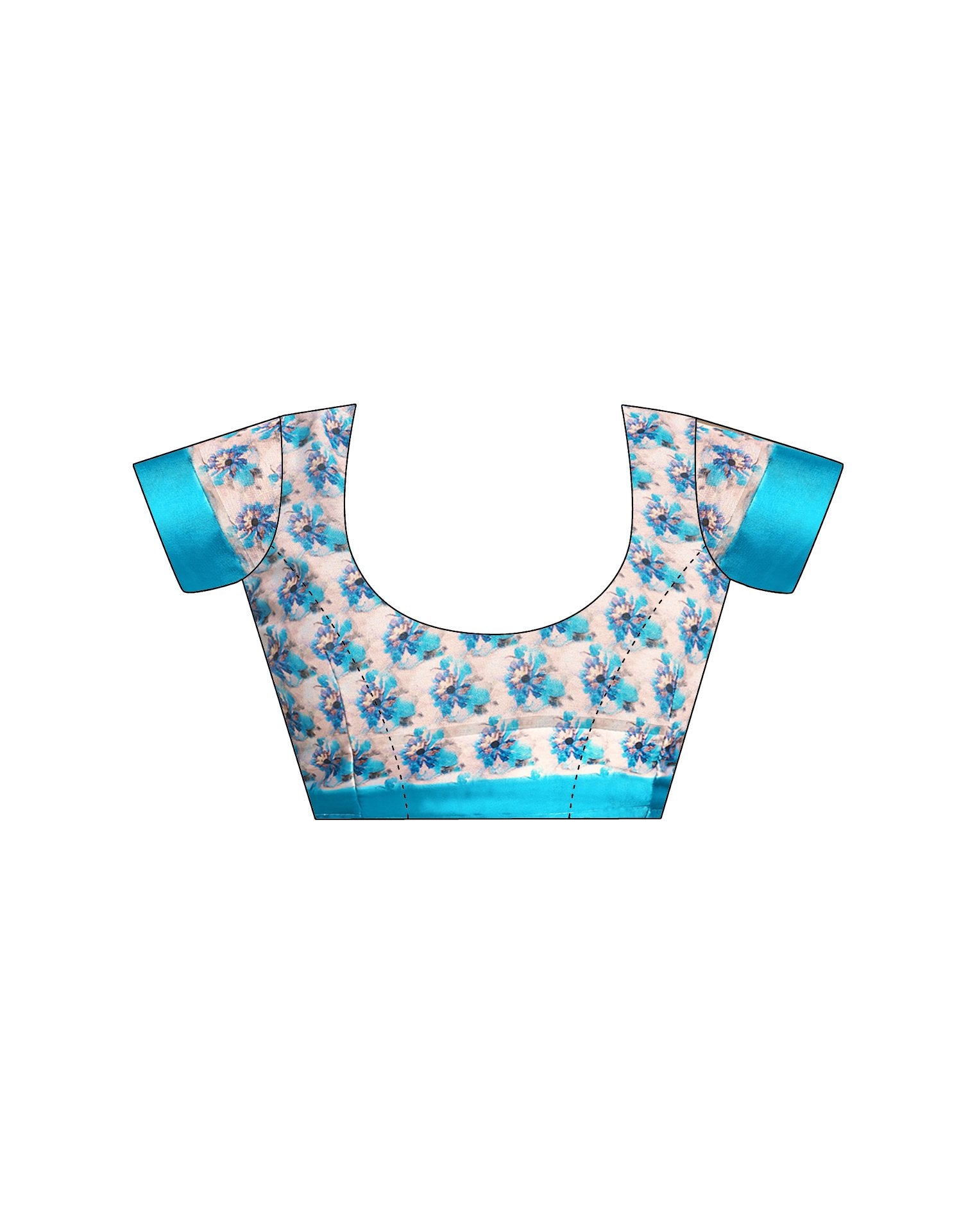 Ready To Wear Teal Blue Georgette Floral Printed Saree