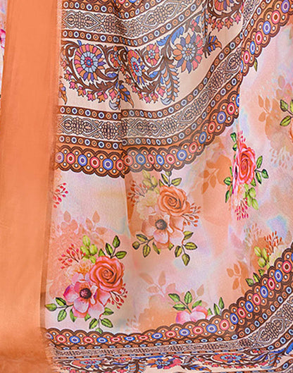 Ready To Wear Orange Georgette Floral Printed Saree