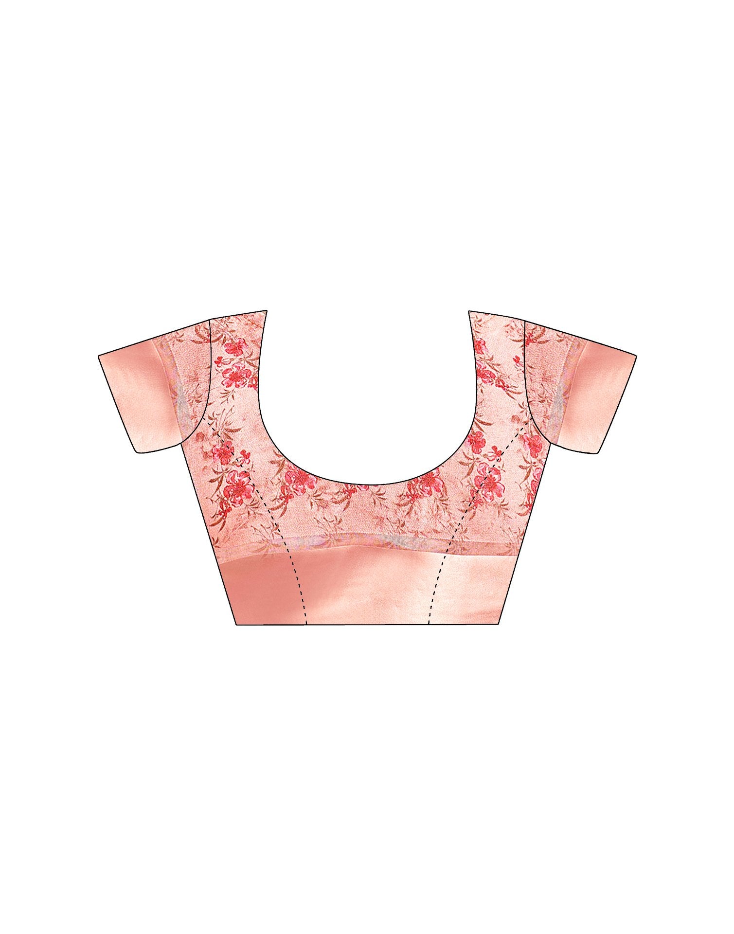 Ready To Wear Peach Georgette Floral Printed Saree