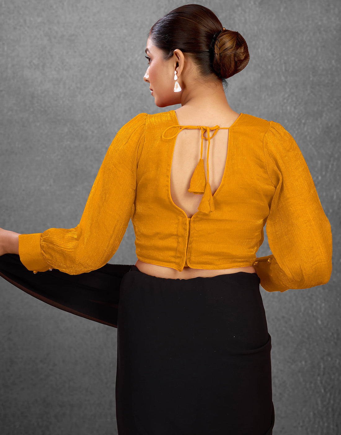 Turmeric Yellow Chiffon Plain Blouse