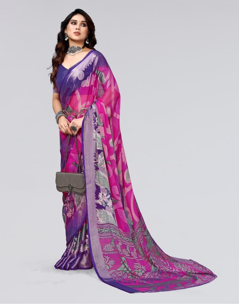 Ready to Wear Rani Pink Brasso Woven Saree