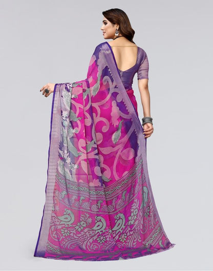 Ready to Wear Rani Pink Brasso Woven Saree