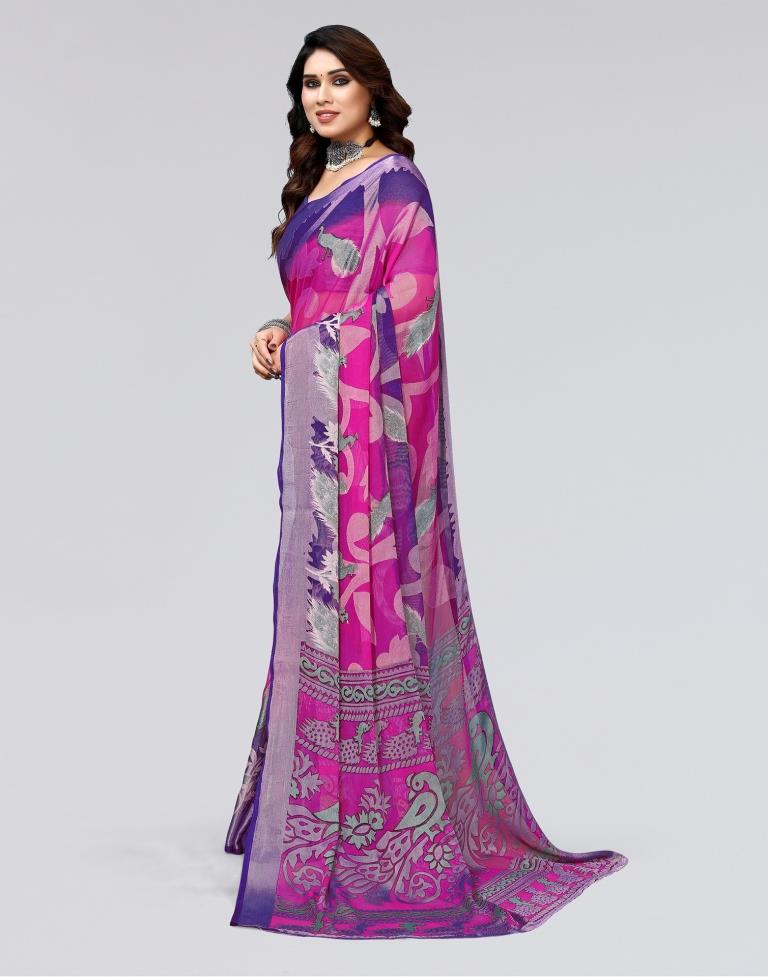 Ready to Wear Rani Pink Brasso Woven Saree