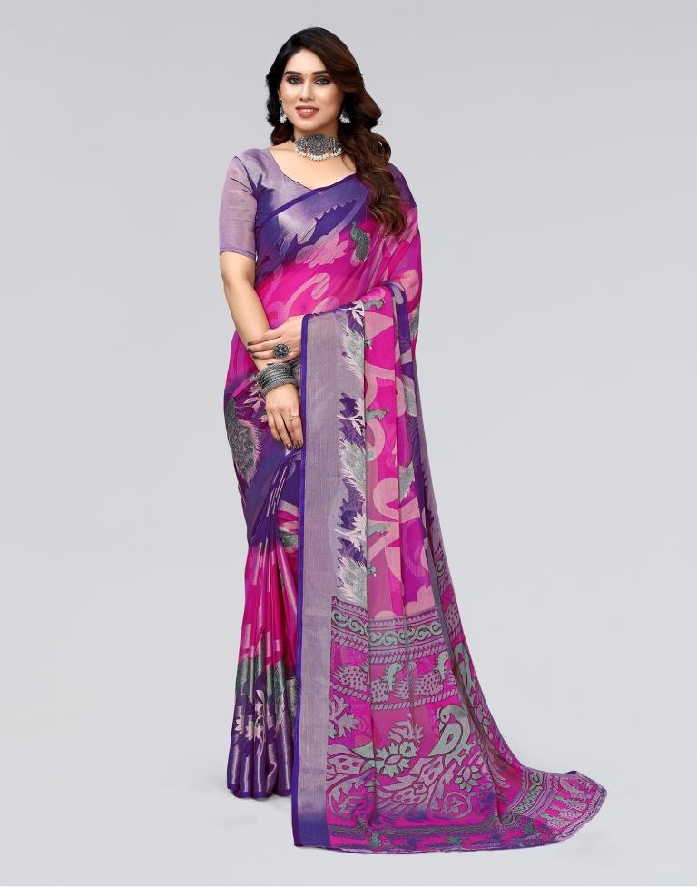 Ready to Wear Rani Pink Brasso Woven Saree