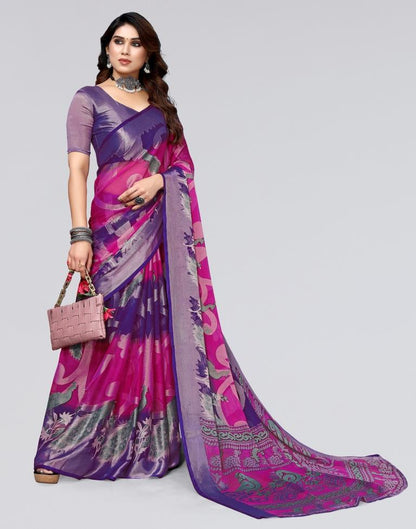 Ready to Wear Rani Pink Brasso Woven Saree