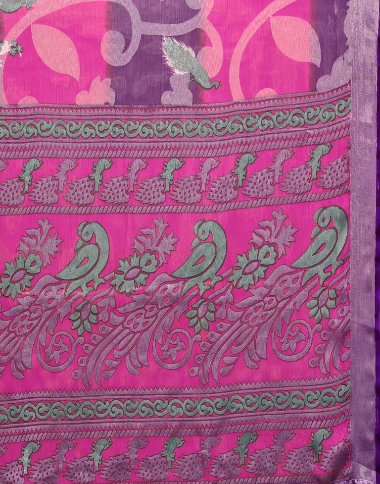 Ready to Wear Rani Pink Brasso Woven Saree