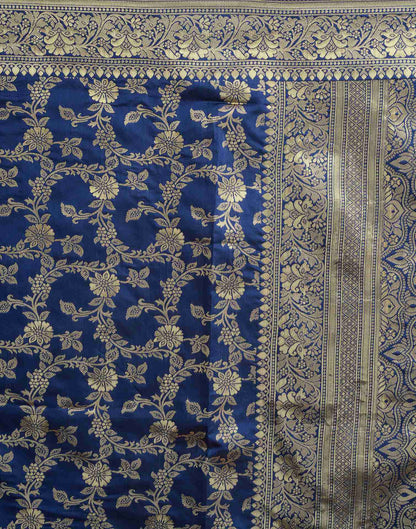 Navy Blue Banarasi Silk Saree