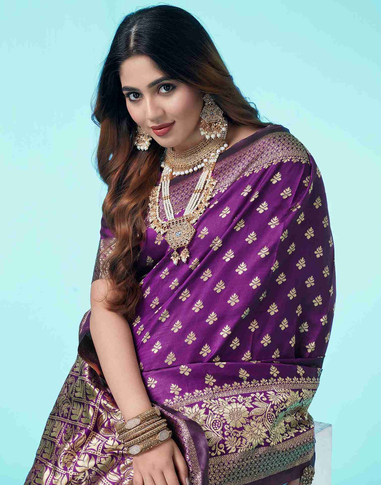 Purple Jacquard Silk Saree