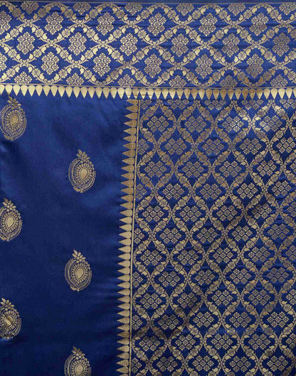 Navy Blue Silk Woven Saree