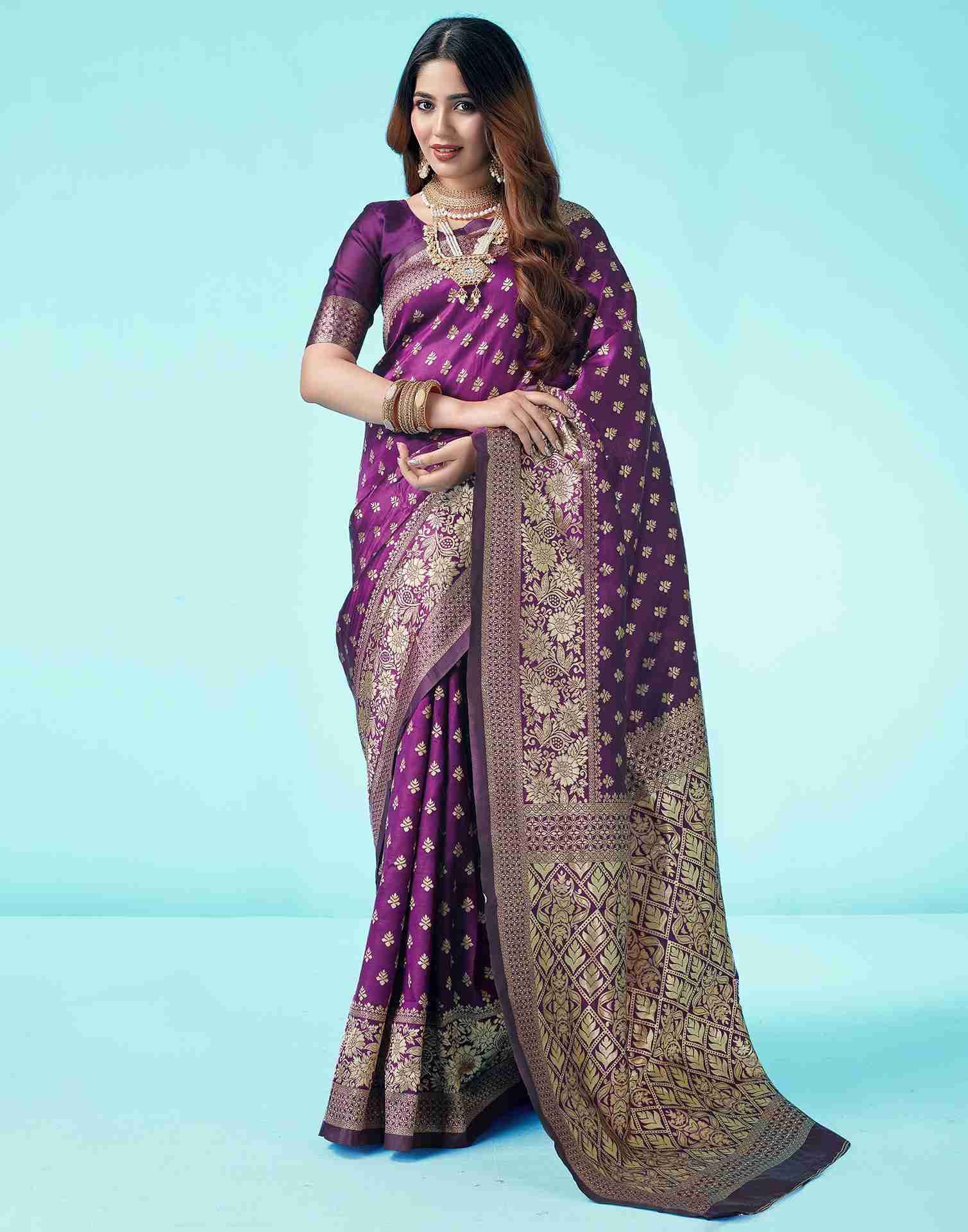 Purple Jacquard Silk Saree