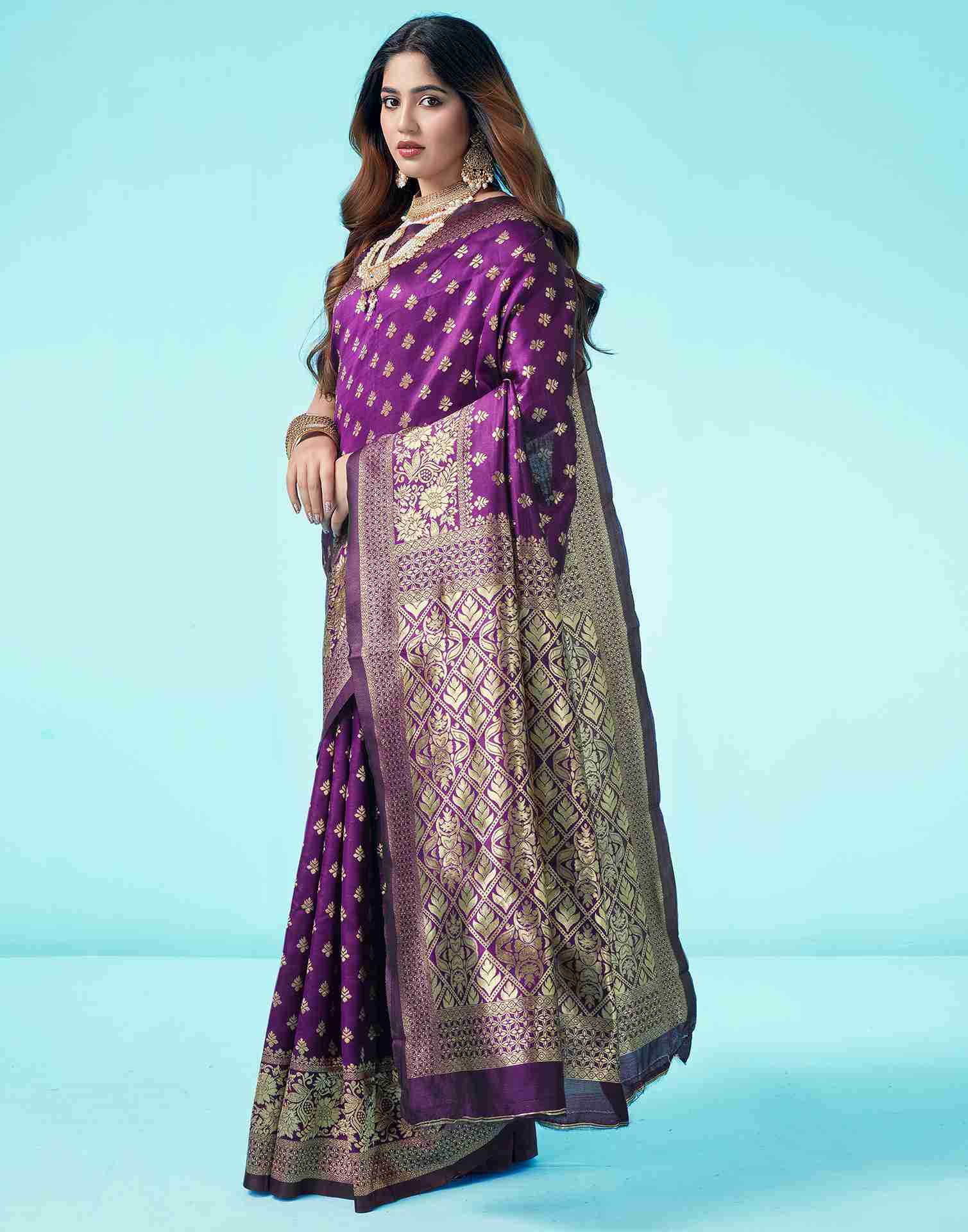 Purple Jacquard Silk Saree