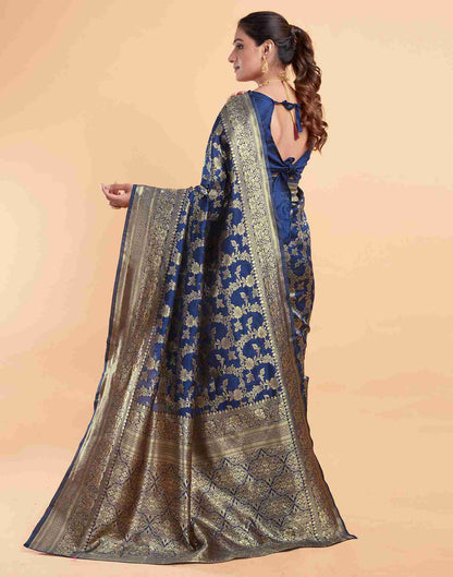 Navy Blue Banarasi Silk Saree