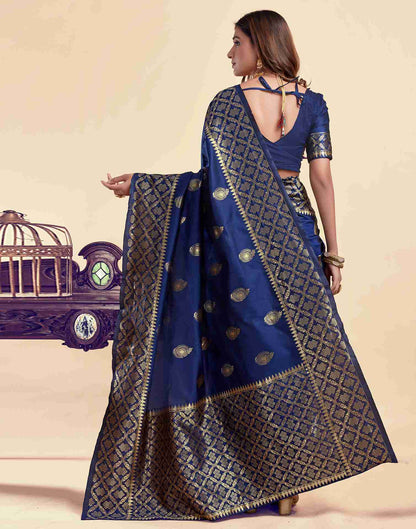 Navy Blue Silk Woven Saree