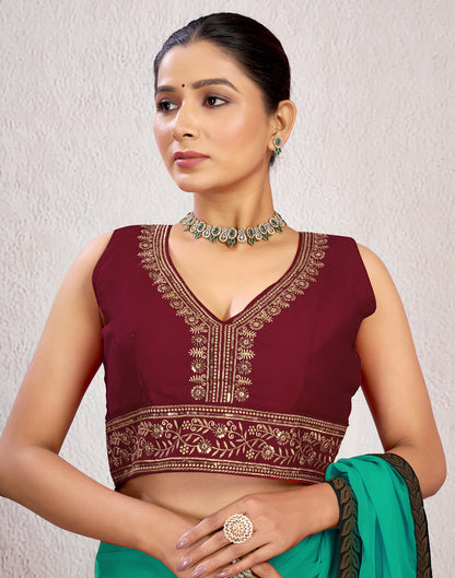 Maroon Silk Plain Sequence Blouse