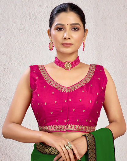 Rani Pink Silk Plain Embroidery Blouse