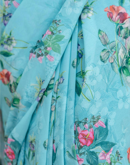 Ready To Wear Multicoloured Georgette Floral Printed Saree