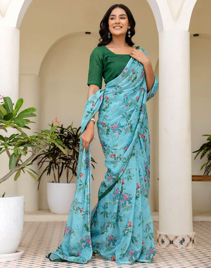 Ready To Wear Multicoloured Georgette Floral Printed Saree