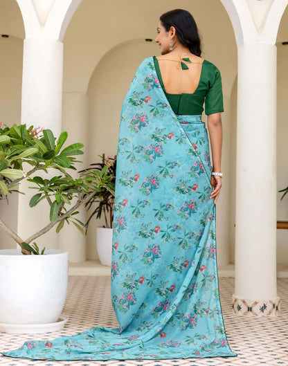 Ready To Wear Multicoloured Georgette Floral Printed Saree