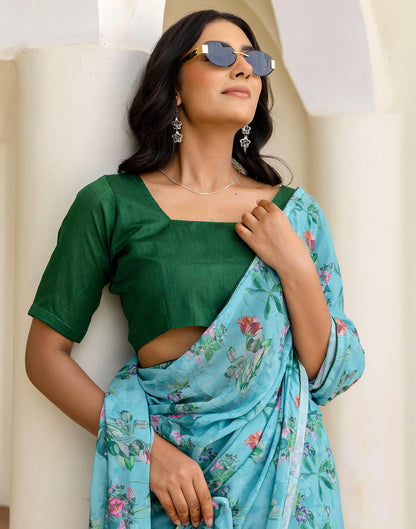 Ready To Wear Multicoloured Georgette Floral Printed Saree