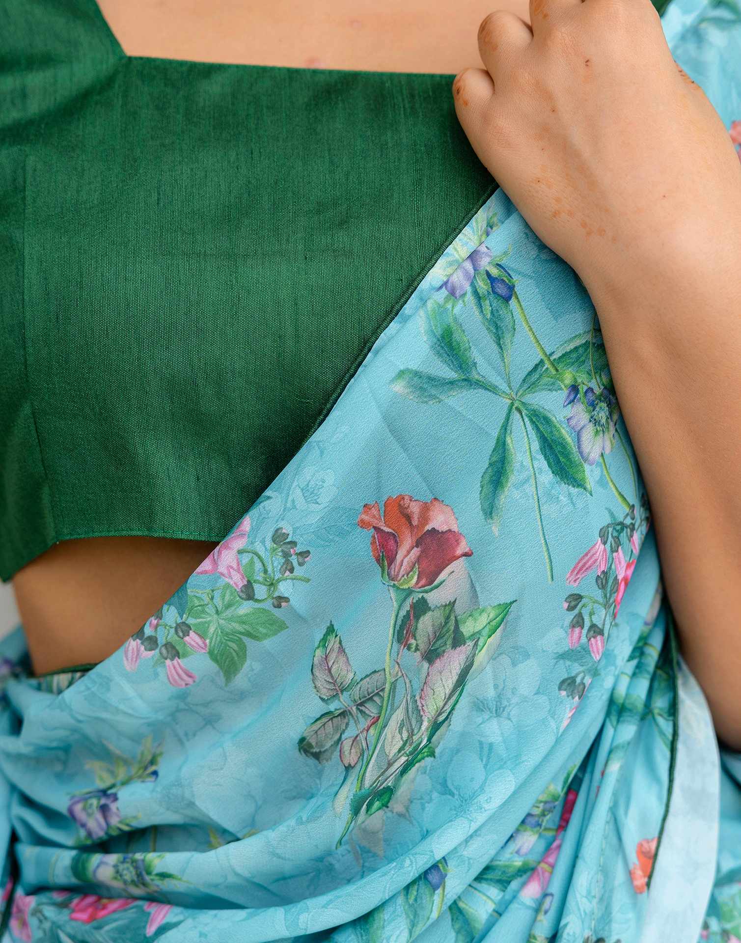 Ready To Wear Multicoloured Georgette Floral Printed Saree