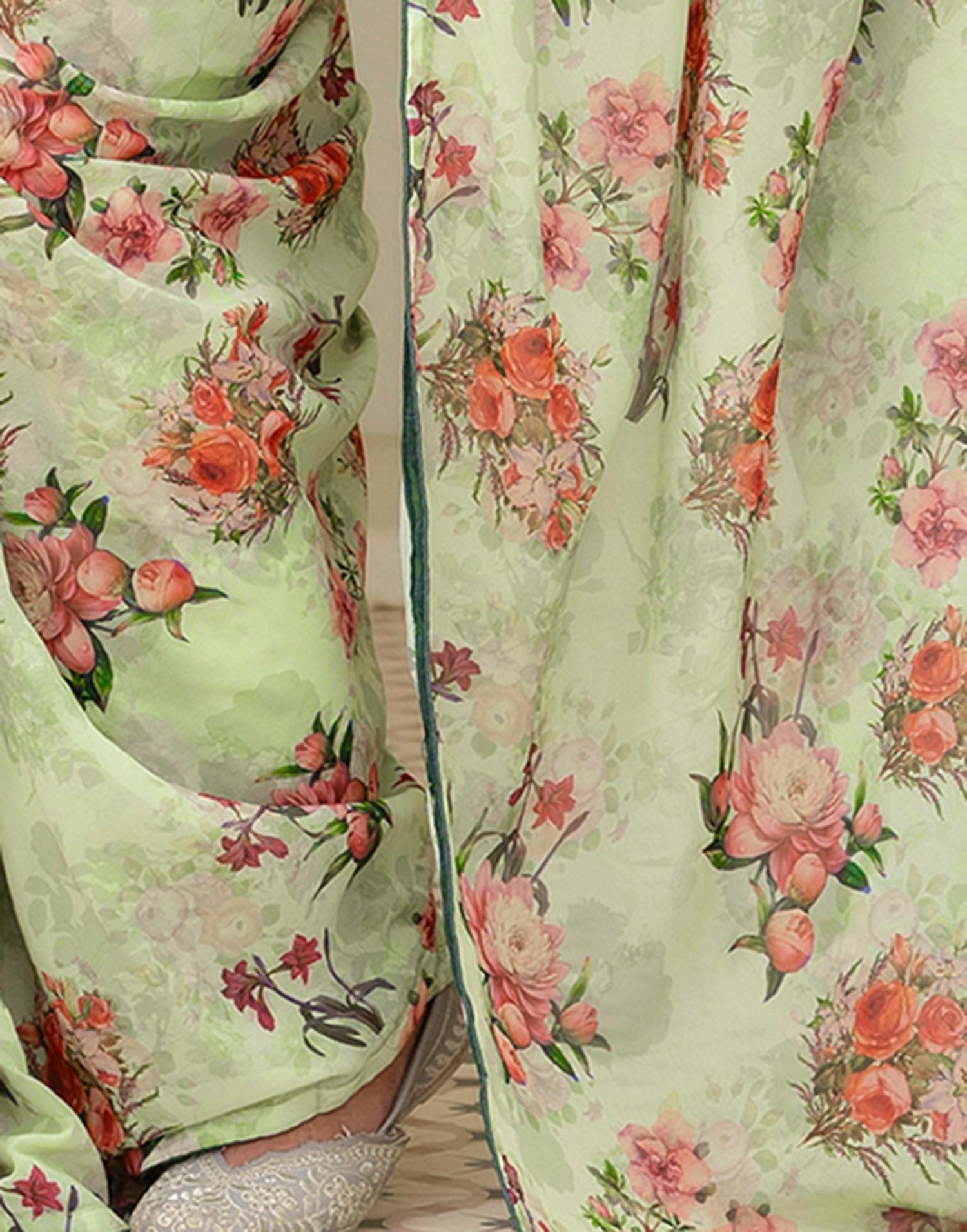 Ready To Wear Multicoloured Georgette Floral Printed Saree